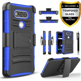 LG V20 Case, Dual Layers [Combo Holster] Case And Built-In Kickstand Bundled with [Premium Screen Protector] Hybird Shockproof And Circlemalls Stylus Pen (Blue)